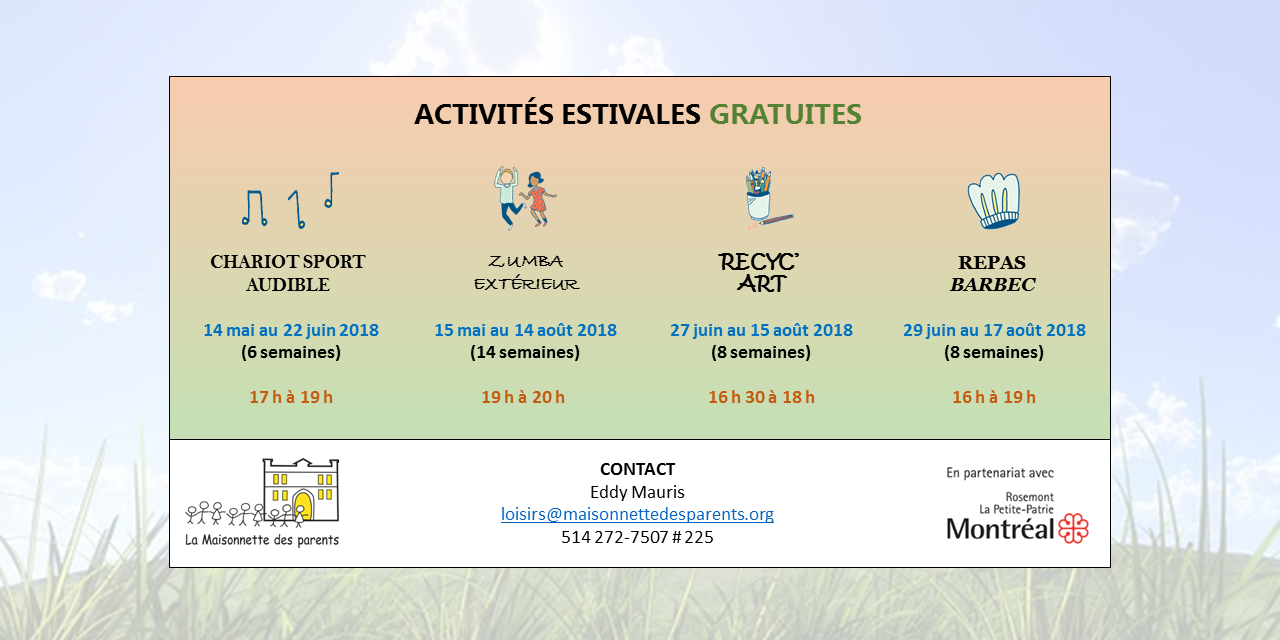 ACTIVITÉS ESTIVALES GRATUITES - La Maisonnette des parents