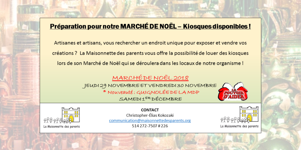 Affiche_MARCHÉ DE NOËL (Kiosques disponibles) – Automne 2018 – La MDP – PNG