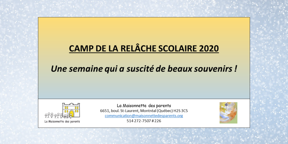Affiche (VF)_SOUVENIRS DU CAMP DE LA RELÂCHE SCOLAIRE 2020 – La MDP – PNG