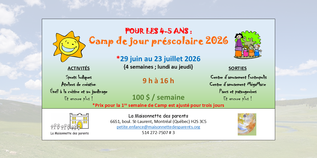 Affiche_VF – Camp de jour préscolaire 2026 – La MDP – PNG